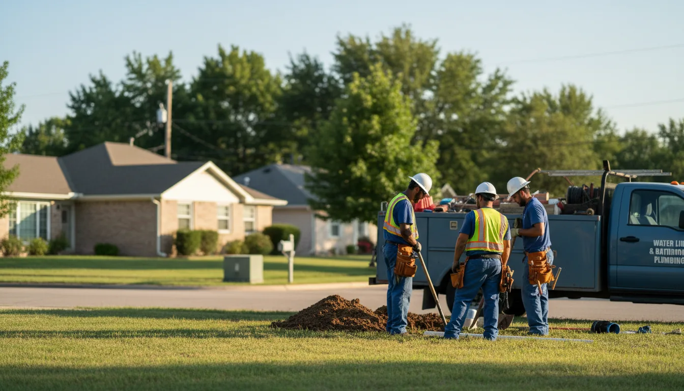 Residential water line and bathroom plumbing service in Medford, OK